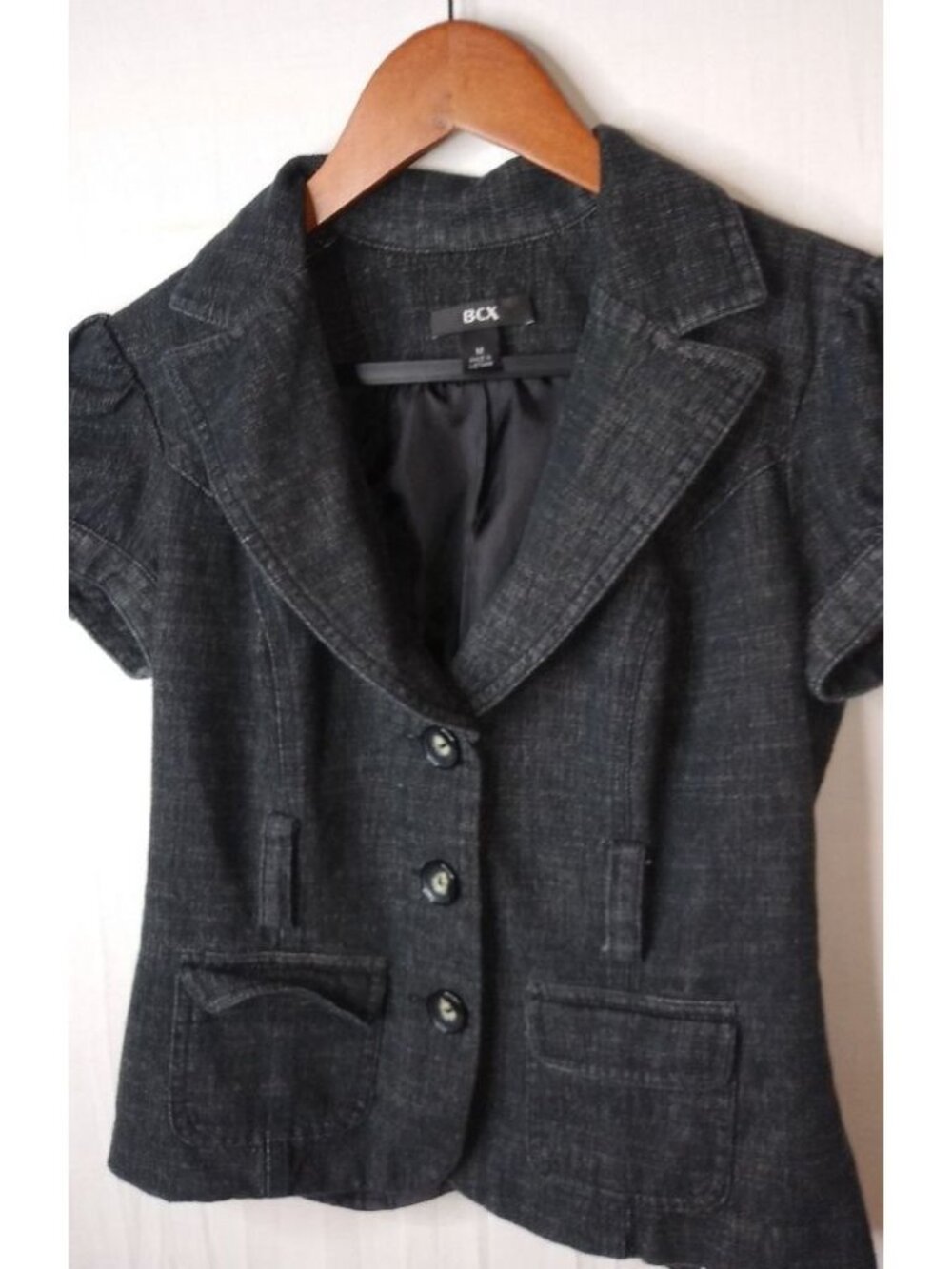 BCX M Black Denim Jeans Waist Jacket